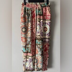 Le Nove Made in Italy Multicolor Patchwork Drawstring Pants S/M NWT